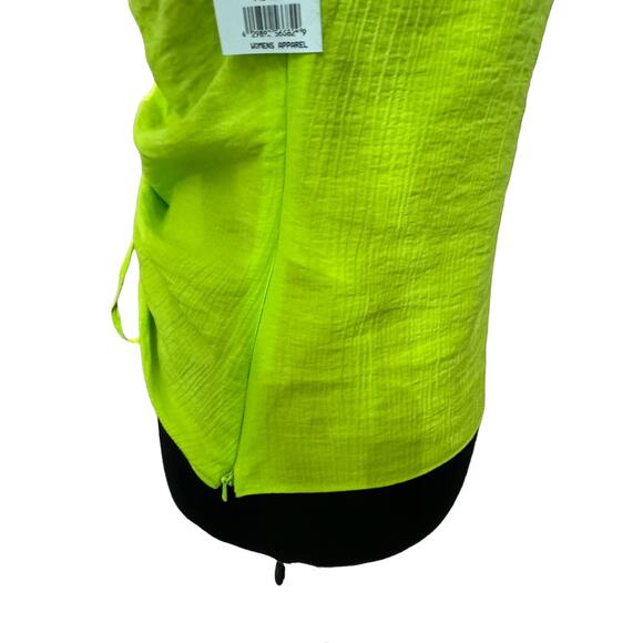 Nordstrom TOPSHOP ~ Lime Green Long Sleeve Ruched Front Top Size 8 VISCOSE - Picture 7 of 10